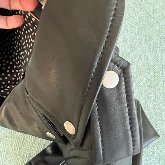 Boden Morleigh Jacket Black Leather EUC Biker Moto Zippers Cropped UK 10 - Picture 5 of 16